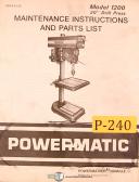 Powermatic-Powermatic Model 1200, 20\" Drill Press, Operations and Parts Manual-1200-20\"-02